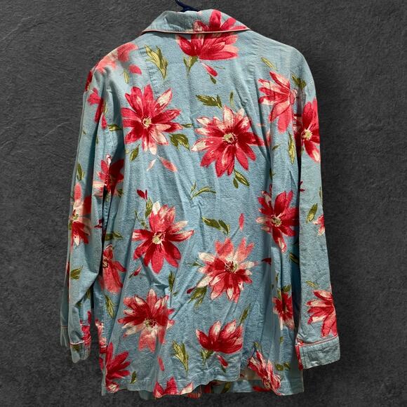 Studio 2-Piece Pajama Sleepwear Set Womens Sz M Pink & Blue Retro Floral A0031 - Picture 2 of 13